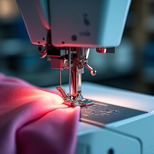 A sewing machine in action, signifying express tailoring.