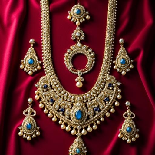 A complete set of traditional temple jewelry for a dancer.
